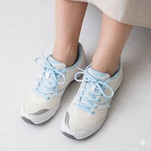 Vionic Walking Sneakers Womens 8 White Light Blue Good Mesh Lace Up Comfort
